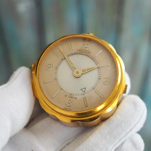 Jaeger-LeCoultre Mevomox 8 Tage Tischuhr - Schweizer mechanischer Wecker der 1950er Jahre, 50 mm Gehäuse