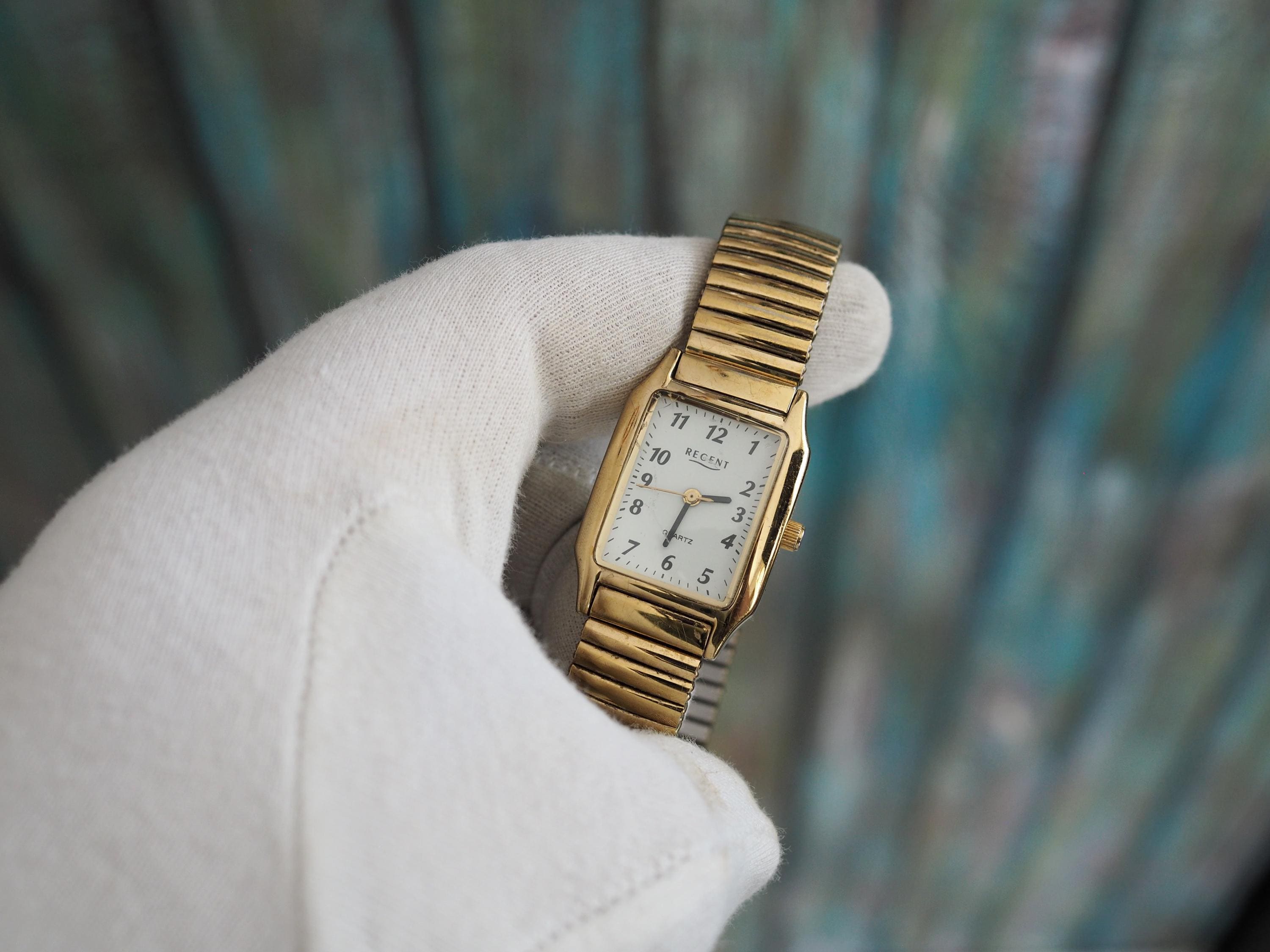 Regent Quartz Watch: Vintage Gold Stainless Steel, White Dial - Etsy