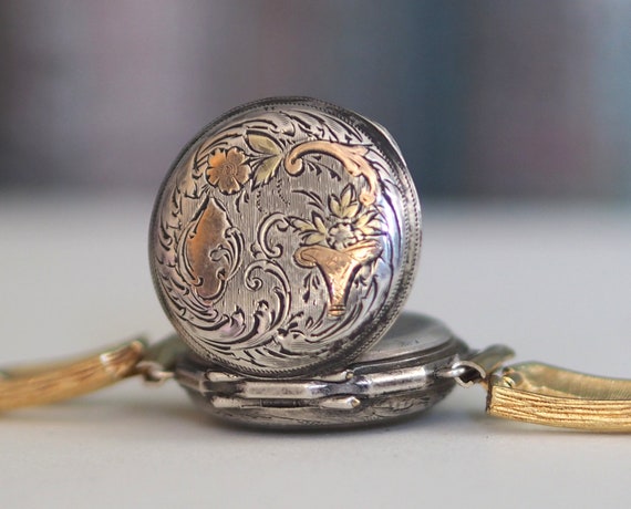 1890s hand engraved solid silver Antique watch, t… - image 5