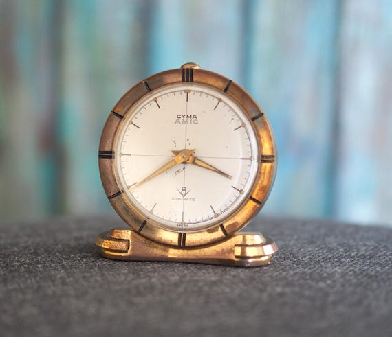 1950's Cyma Amic Sonomatic 8 Days Alarm Clock, Swiss Made Vintage