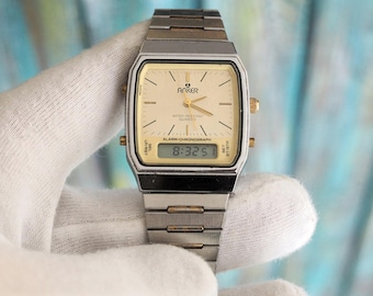 Vintage Anker Dual-Time Watch | Analog & Digital Display | Retro German Quartz Watch | 1980s Futuristic Style