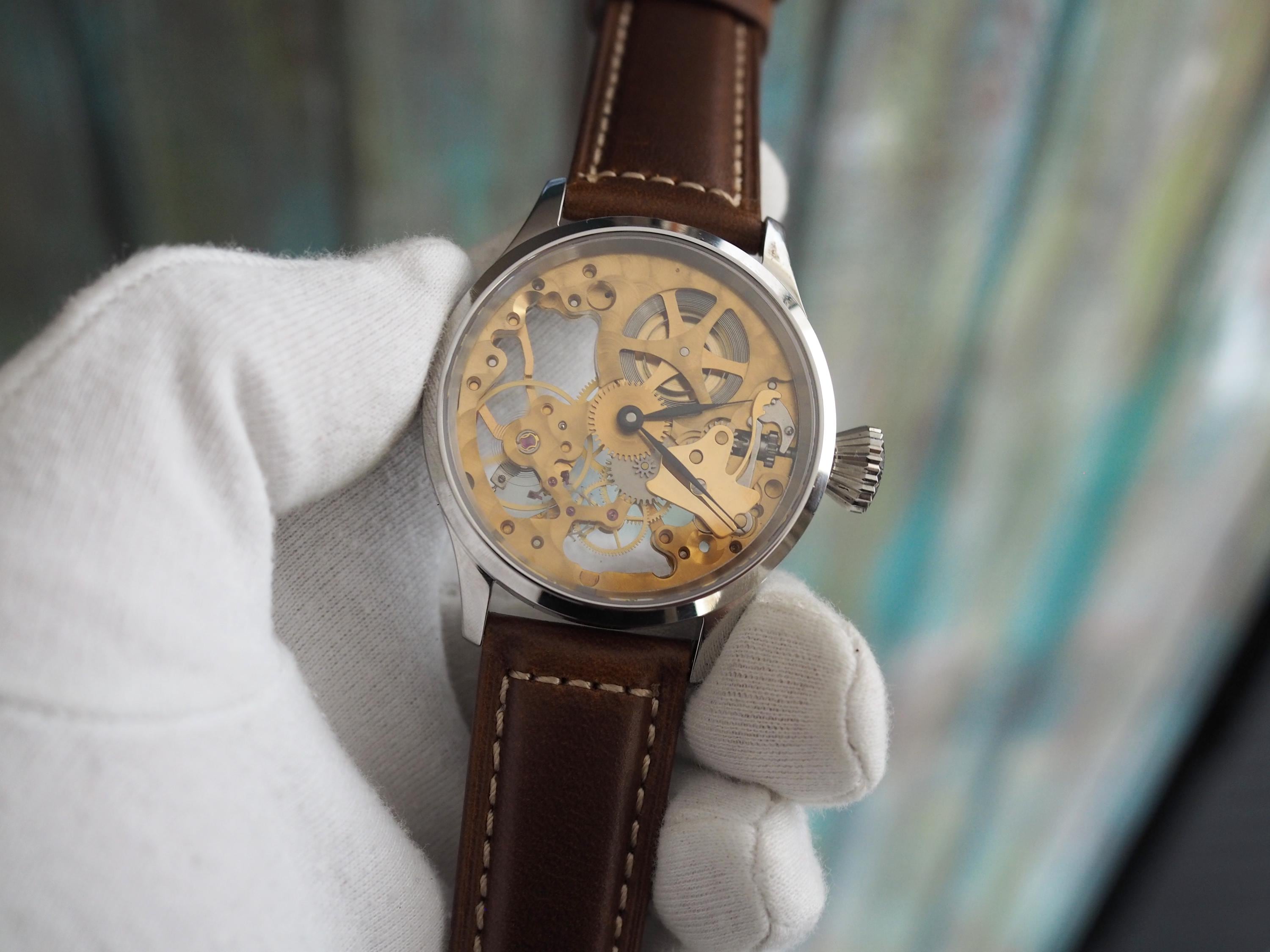 Custom Skeleton Mechanical Watch – Unitas 6497 Hand-wound Movement