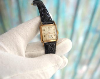 Vintage ARSA Swiss Made Mechanical Watch – 1960s Gold-Tone Square Case – Hand-Wound Dress Watch