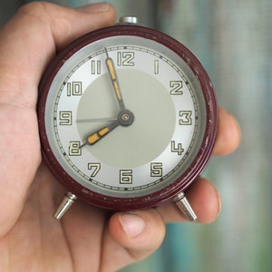 1930's German alarm clock , vintage art deco mechanical wind up alarm clock