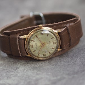 Vintage Swiss made men&#39;s watch DAMAS - 1950&#39;s / Swiss watch / vintage mechanical men&#39;s watch, leather men&#39;s watch