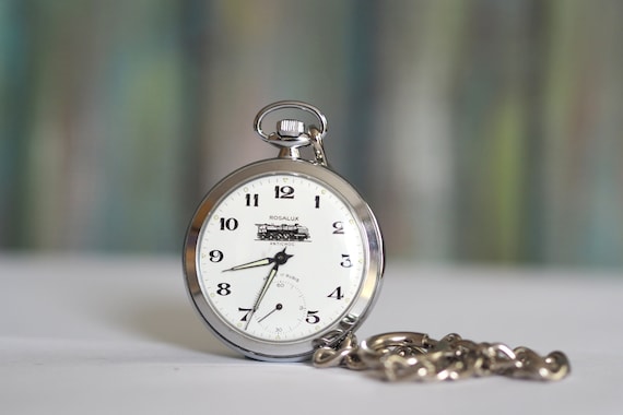 ROSALUX Reloj de bolsillo mecánico de cuerda de fabricación suiza, reloj  de bolsillo mecánico de estilo ferroviario vintage