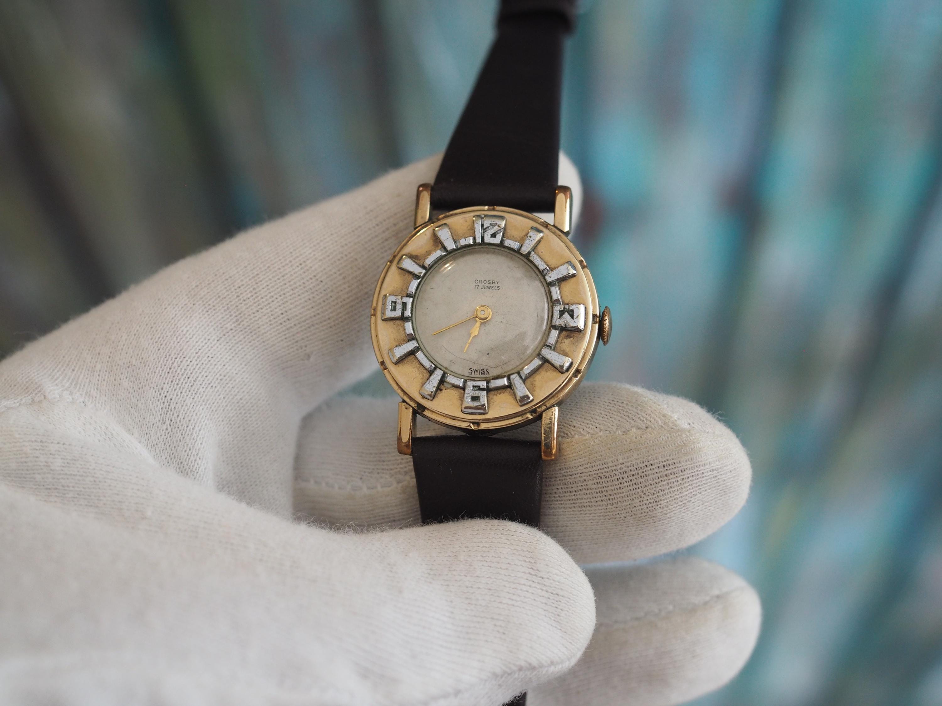 Vintage Crosby Swiss Ladies Bracelet Watch Art Deco Style 1/20 10k GF Band 1920s Art Deco Weisco Swiss Watch, 14K Gold Filled Bracelet  main image 4