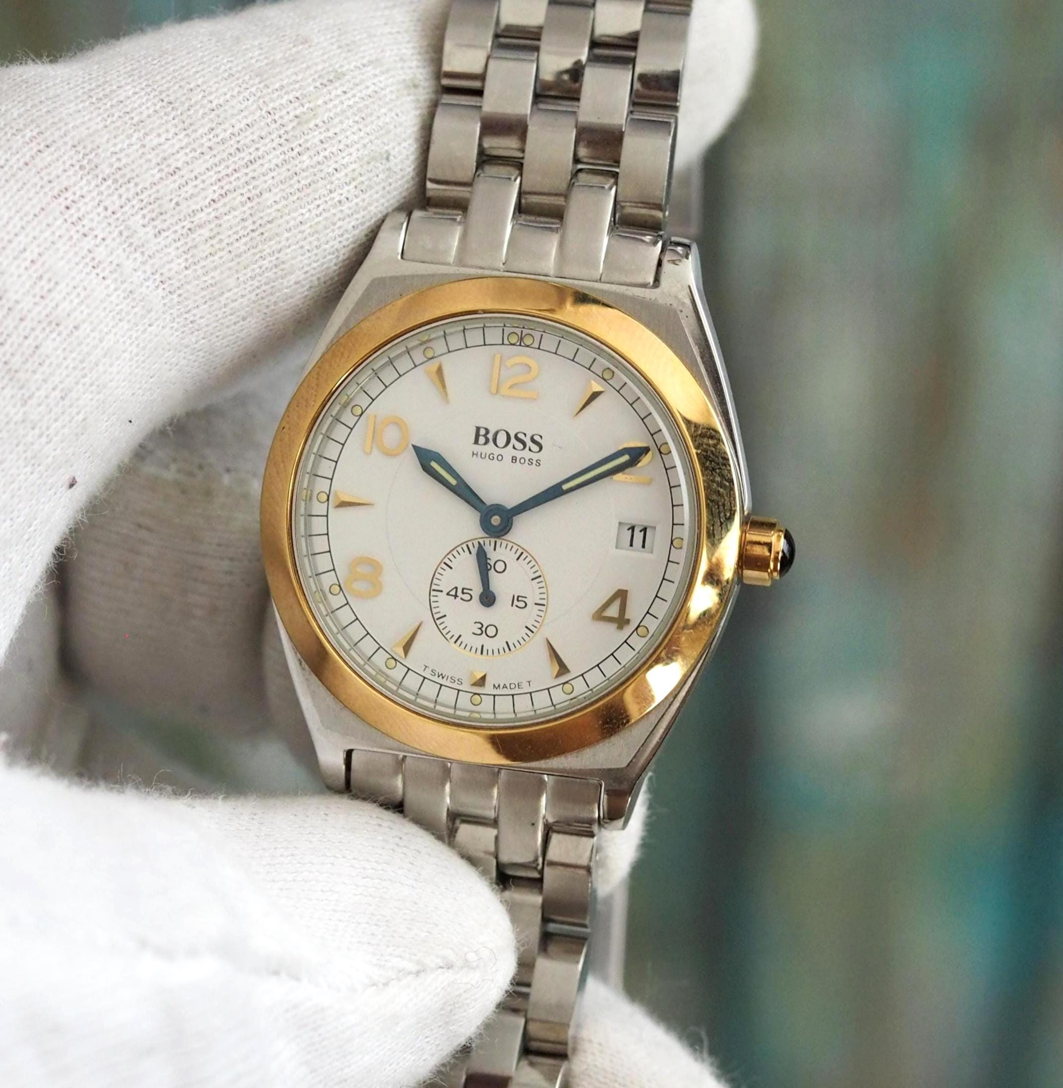Hugo Boss Two-tone Swiss Watch: 32mm White Dial, Date Subdial - Etsy