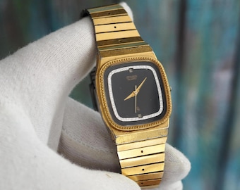 Vintage Citizen Quartz Watch 3630-943252SMW – 30mm Case, Black Dial, Gold-Tone Bracelet, 210mm Adjustable