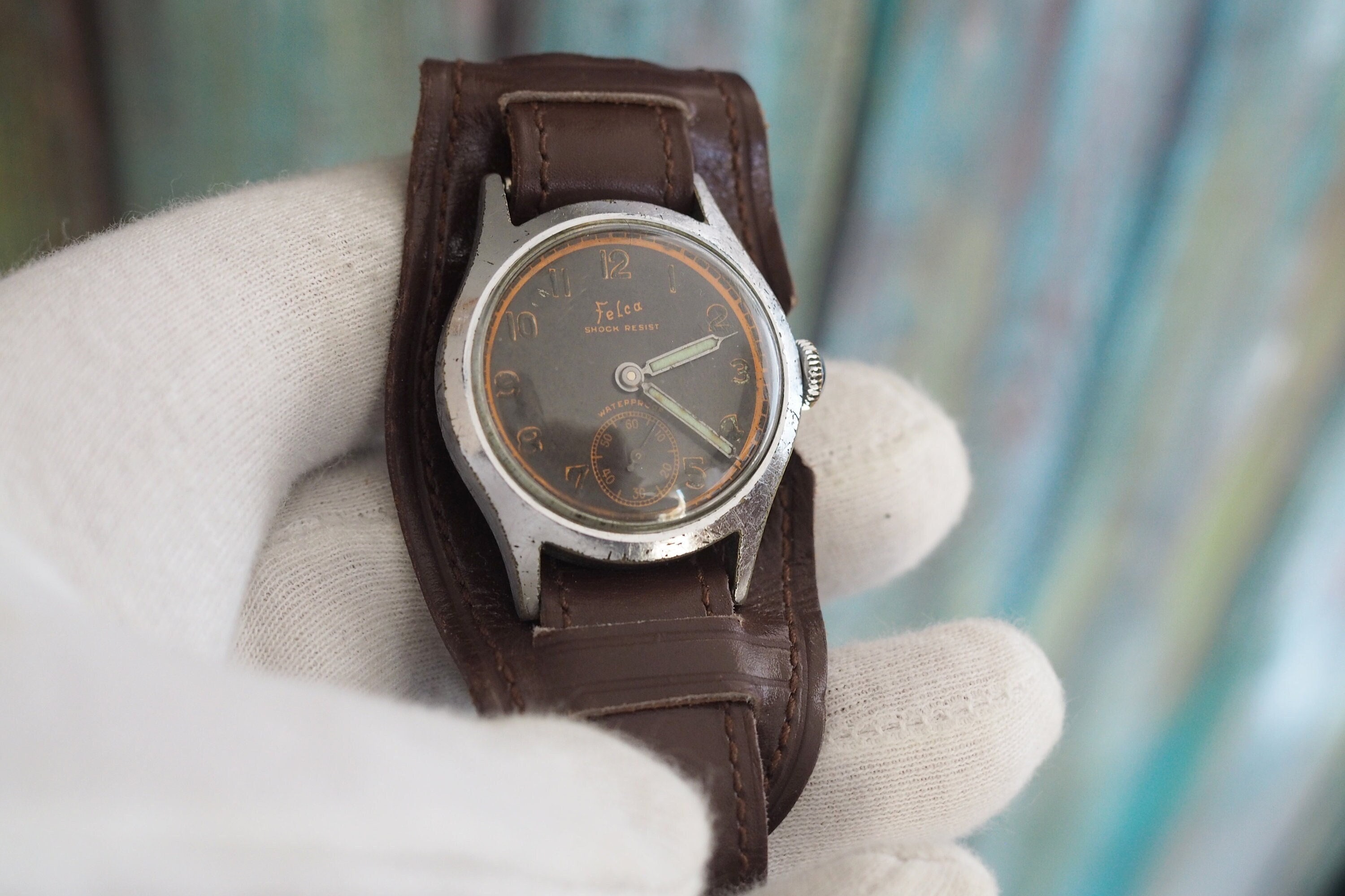 Orologio Militare Meccanico Vintage New Old Stock 1980 - Cassa 42,5 Mm - Cinturino In Pelle Marrone - Movimento A Carica Manuale - Antimagnetico