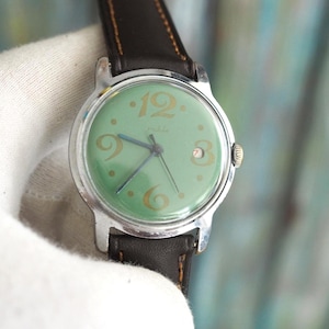 Vintage Ruhla Mechanical Watch: Teal Green Dial, East German Made