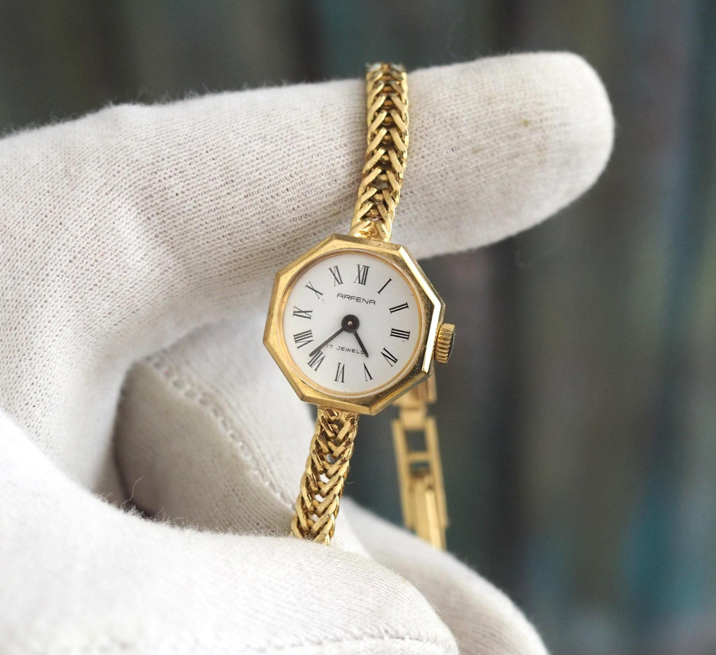 Vintage Arfena Ladies Watch: Gold-tone Octagon, German Made 