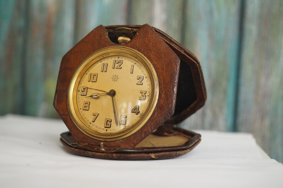 1930's German Travel Alarm Clock JUNGHANS , Vintage Mechanical Wind up
