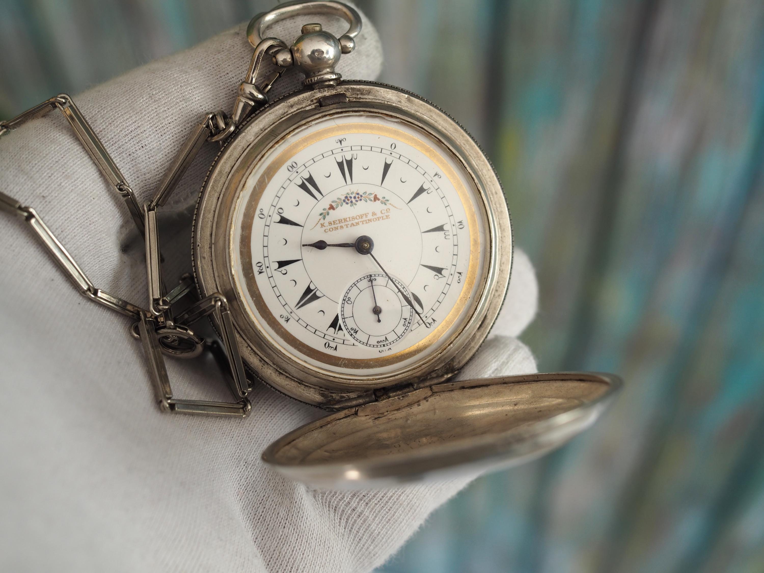 Montre De Poche Antique K. Serkisoff & Co. Constantinople - Argent, Mécanique à Clé (1900-1909)