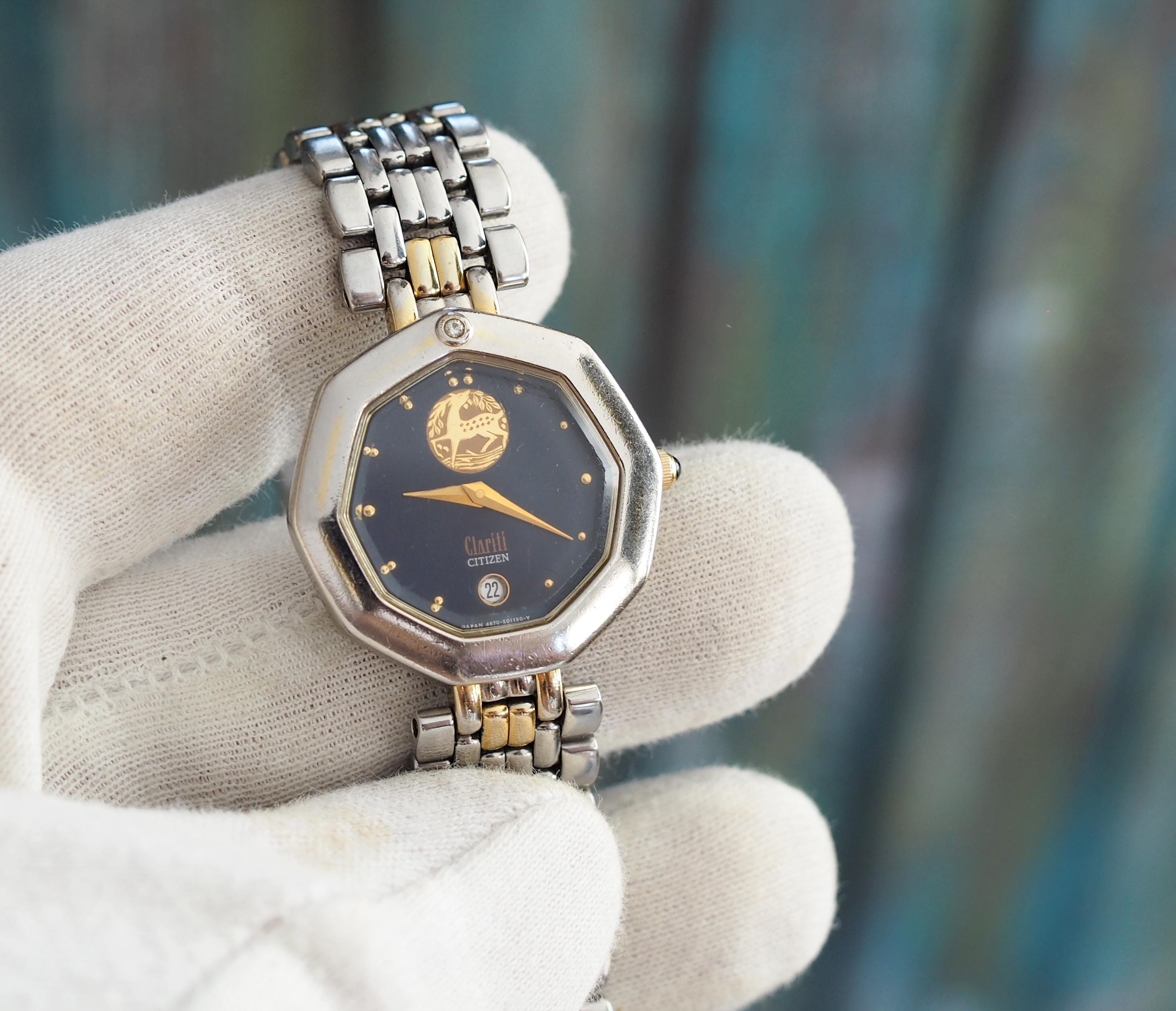 Vintage Citizen Quartz Watch Women Black Dial Day Date Silver Tone w New Battery Vintage CITIZEN Quartz CQ Watch Day/Date ALL Two-Tone S.S.  main image 3