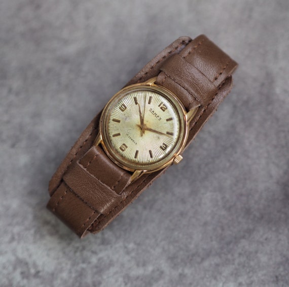 Vintage Swiss made men s watch DAMAS 1950 s Swiss watch vintage mechanical men s watch leather men s watch
