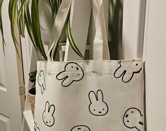 Natural canvas cute kawaii miffy tote bag