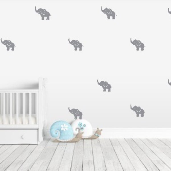 15 cute little elephant nursery wall decals