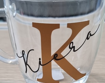Personalized Vinyl Decal Sticker: Custom Name Initial for Mugs