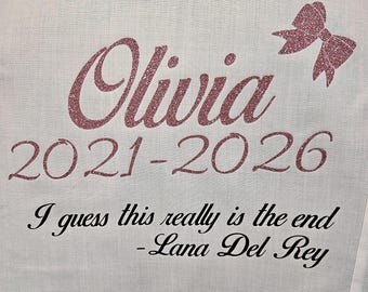 Personalized School Leavers Iron On | Lana Del Rey Inspired Glitter Decal