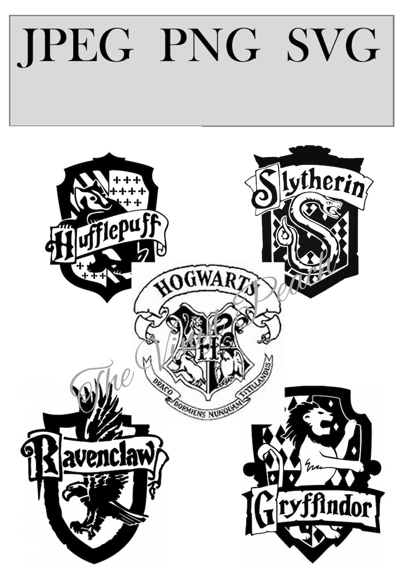 Harry Potter house crests SVG PNG JPEG Files instant upload | Etsy