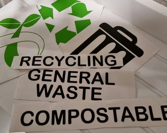 Recycling Stickers - Trash, Compost, Waste Bin Decals