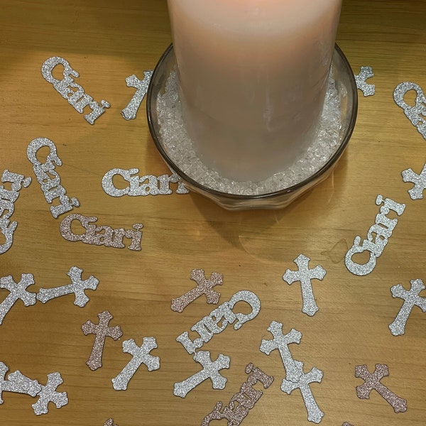 Baptism-Christening-Dedication-First holy communion personalised  glitter confetti double sided, party decorationr