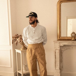 Gurkha Pants British Military 1950s 7oz Army Trousers Belted Pleated Front Cotton -  Tan Beige / Army Green / Navy