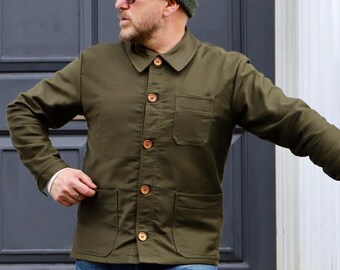 Berry Red French Chore Jacket Moleskin Small