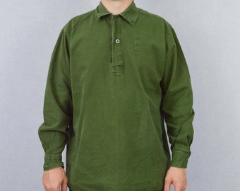 Vintage Henley Swedish Smock Shirts 1980s Button Down