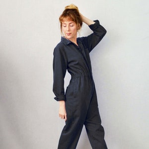 French Workwear Overalls Railroad Black - Herringbone Cotton - XS S M L XL