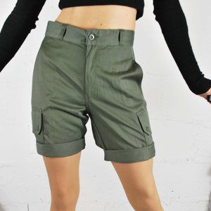 80s High Waisted Shorts - French F2 Army - Vintage