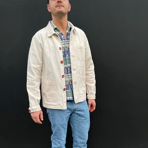 Unisex 60s Style Ecru Baumwolle Canvas Chore Jacke - Verschiedene Größen