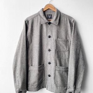 60s Wool Stripe Black & White Prison Jacket - Chore Workwear Coat - Various Sizes