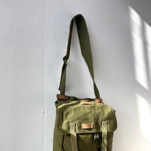 Sac à bandoulière vintage européen des années 1970 en toile - Coton - Vert armée