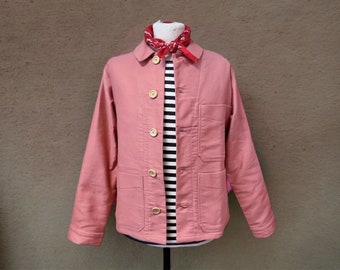 Made In England Moleskin Cotton Chore French Workwear Jacket - Premium Range - Dusty Pink