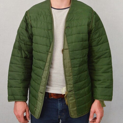 Black Liner Military Quilted Padded Parka Jacket Army S M L Etsy