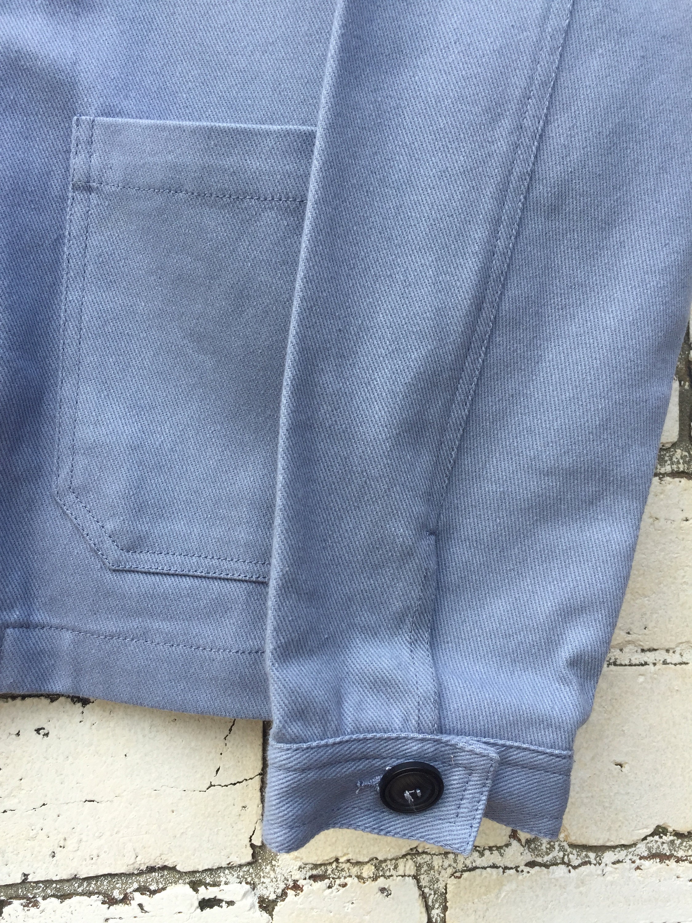 60s Style French Chalk Blue Cotton Twill Canvas Chore Jacket