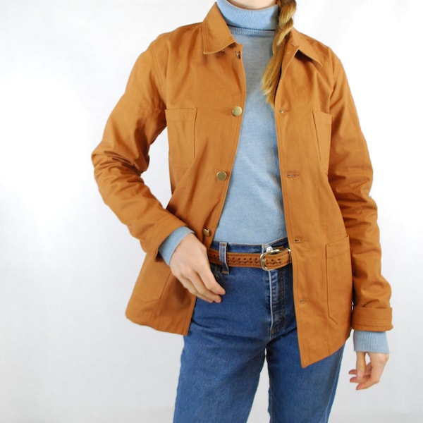 Unisex 60er Jahre Stil Französische Chore Jacke Ente Braun Baumwoll Canvas - Verschiedene Größen erhältlich