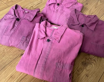 Pink Cotton Chore Worker Work Jackets - Shirts - S M L Xl