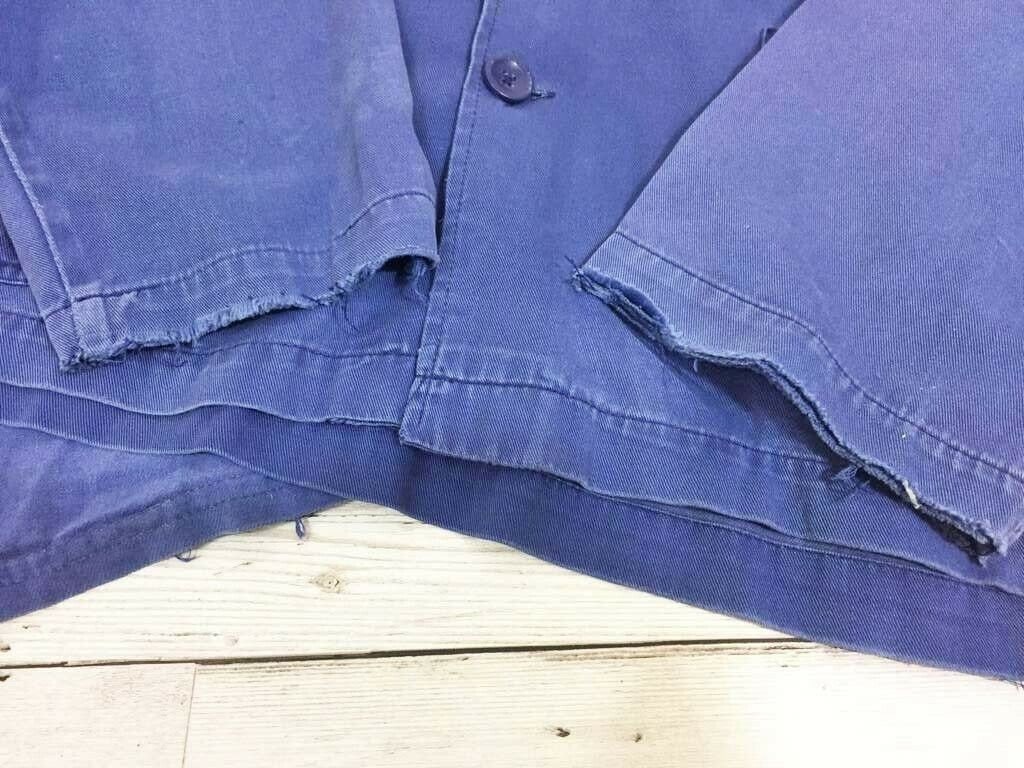 Vintage 1960s Faded Chore EU French Worker Jacket Blue