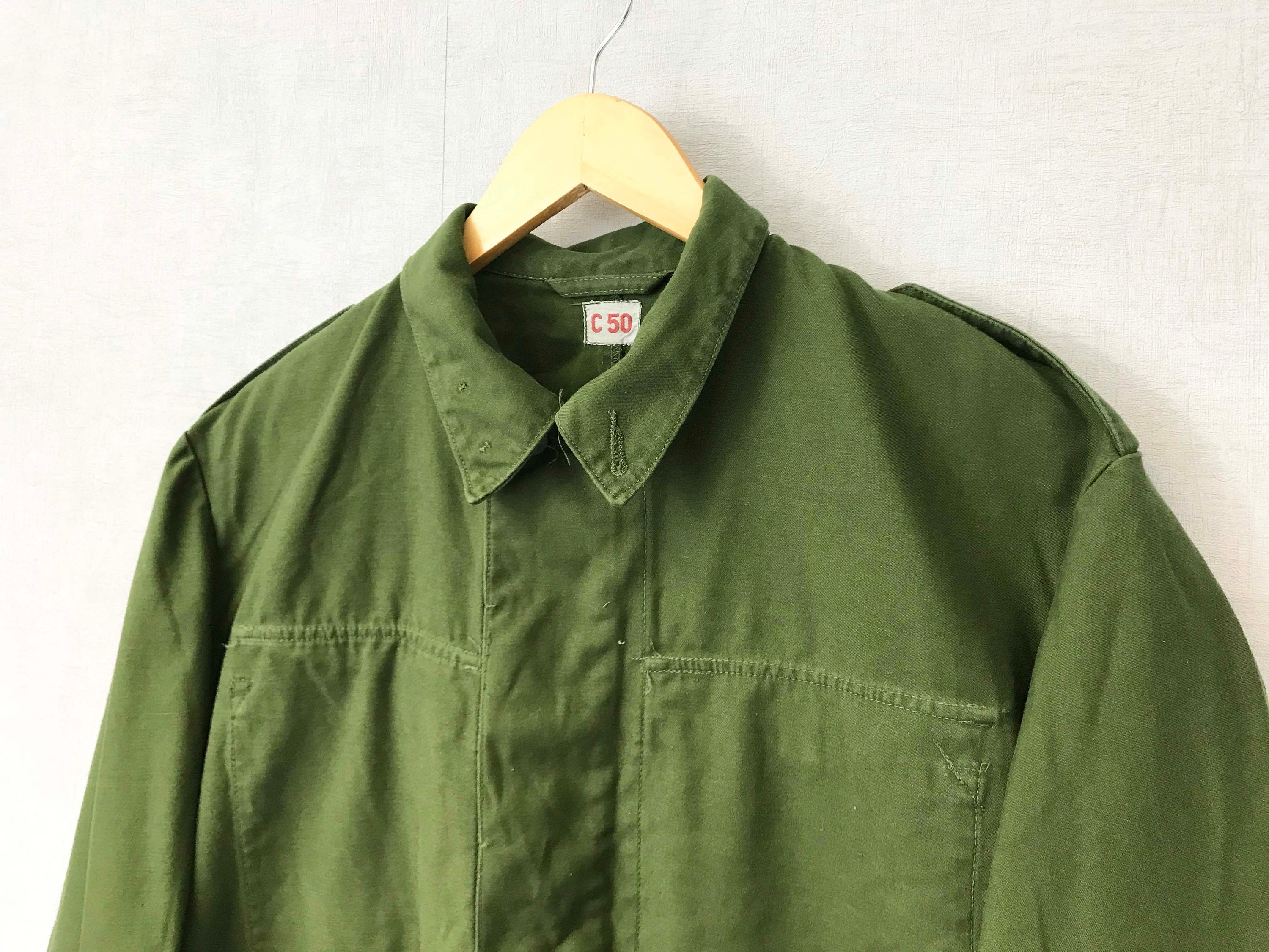 Vintage Army Green Chore Jacket - 100% Cotton - Swedish