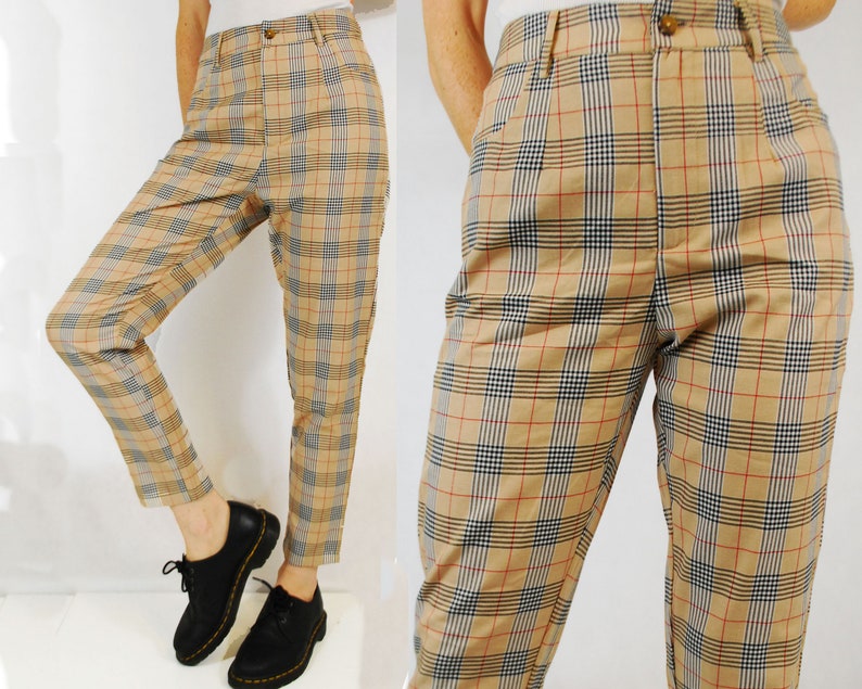 Tartan Plaid Check Chino Capri Pants/Trousers image 1