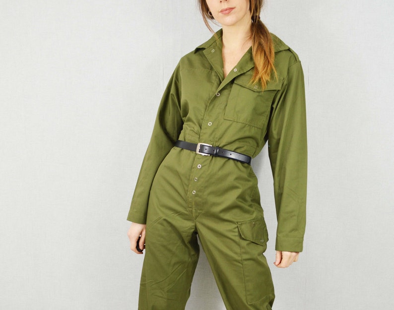 Unisex Vintage Green Military Boilersuit Jumpsuit Coveralls image 8