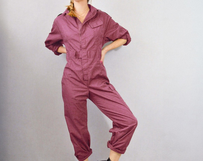 Vintage British RAF Coveralls Pink Boilersuit Military Rework