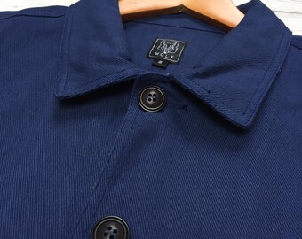 60s Style French Navy Blue Cotton Twill Canvas Chore Jacket