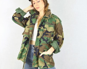 Vintage Oversized M65 Army Jacket - Small