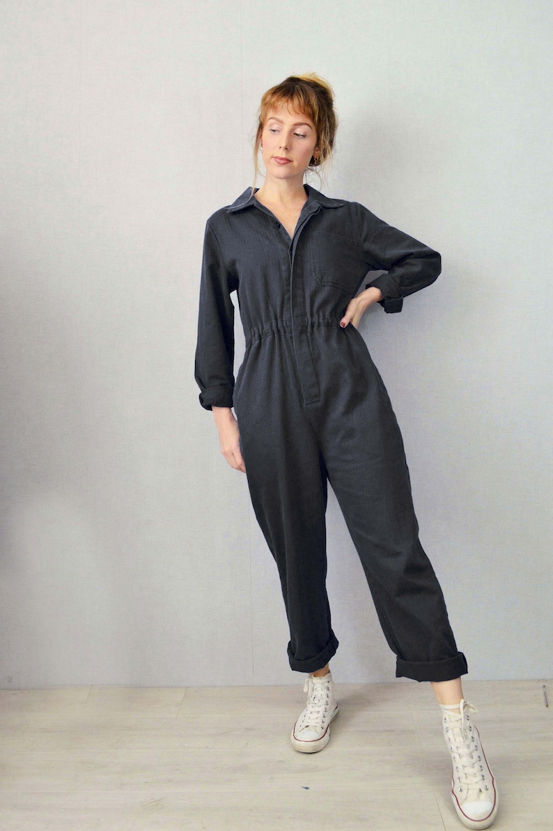 French Workwear Overalls Railroad Black Herringbone Cotton XS S M L XL image 7