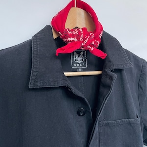 Französische Arbeitskleidung Boilersuit Eisenbahn Schwarz Fischgrät Baumwolle Kurzarm Bild 6