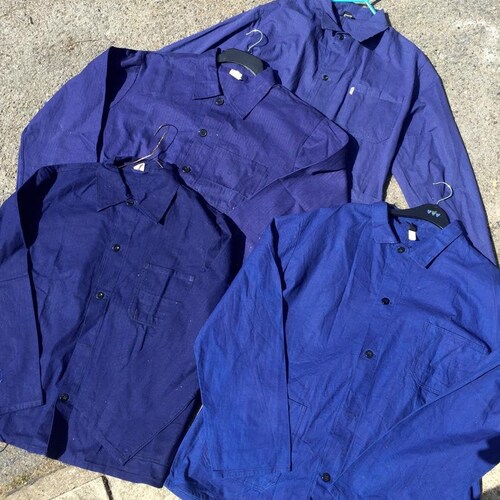 French Cotton Herringbone Chore Worker Work Jackets Navy Blue